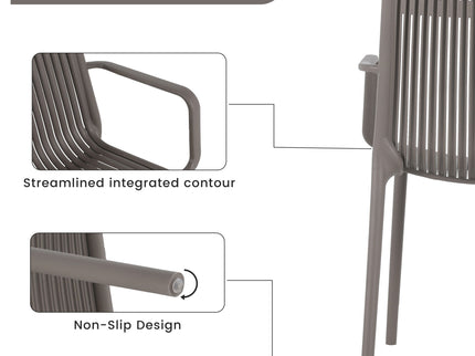 4 Modern Stackable Plastic Armchair Matched With Folding Square Table