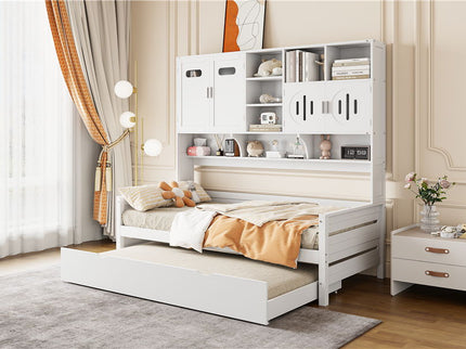 Daybed With All-In-One Cabinet And Shelf