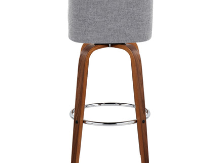 Toriano - Mid Century Modern Fixed Height, Barstool With Swivel With Round Footrest (Set of 2)