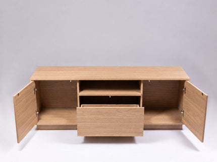 TV Stand For TVs Up To 65" & 2 Doors, 1 Drawer And 1 Open Shelf - Walnut
