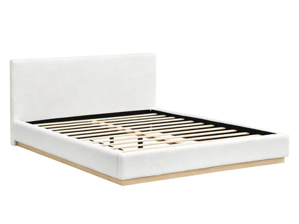 Queen Upholstered Bed - Natural / White