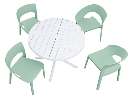 4 Piece Set Of Modern Designed Single Chairs With Round Table