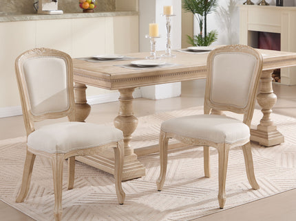 Dining Chairs Upholstered With Fan Shaped Back (Set of 2) - Beige