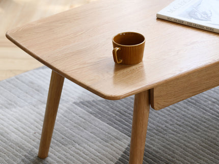 Low Table, Coffee Table With Storage Shelf - Natural