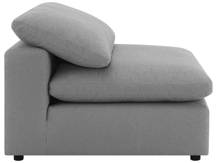 Segoura - Upholstered Armless Chair With Pillow Back, Living Room - Gray