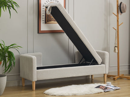 Upholstered Corduroy Flip Top Storage Bench For Living Room