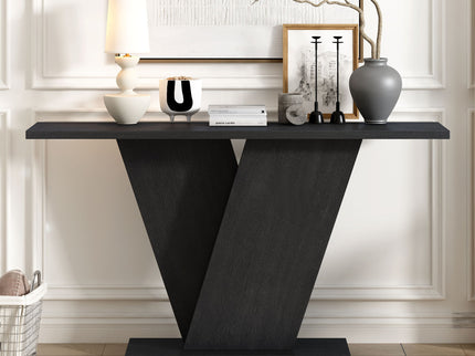 Console Table With V Shape Base, Sculptural Entryway Accent