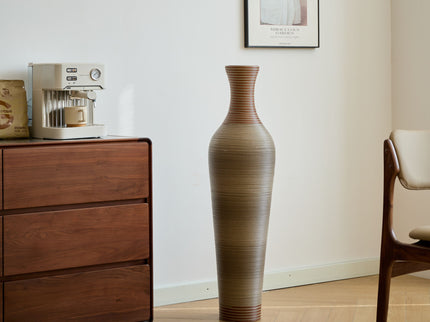 Tall Vase - Brown Decorative Floor Vase, Classic Neat Floor Vase Tall Freestanding Flower Holder, Artificial Rattan Vase, Floor Vase, Flower Holder For Home Decor - Gray