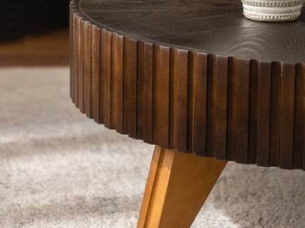 Round Retro Coffee With Solid Wood Legs