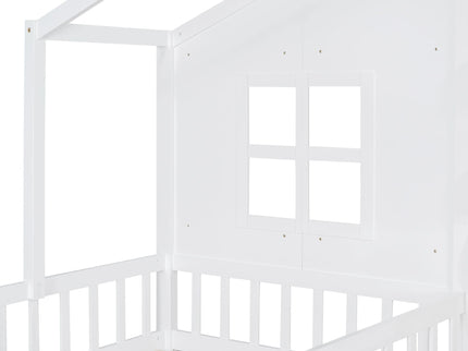 House Bed With Sofa, Kids Platform Bed With 2 Drawers And Storage Shelf