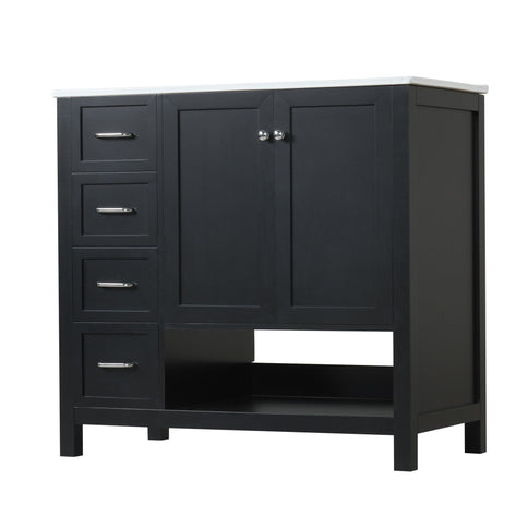 Bathroom Vanity With Sink Top, Bathroom Vanity Cabinet With 2 Doors And 2 Drawers, Open Shelf