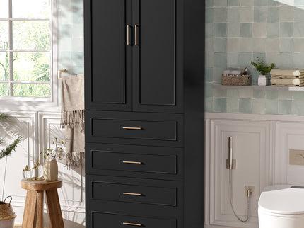 Freestanding Bathroom Cabinet With 3 Drawers, Adjustable Shelf, Soft Close Doors