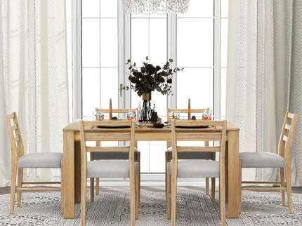 7 Piece Dining Set With Extendable Table, 2 Drawers & 6 Upholstered Chairs