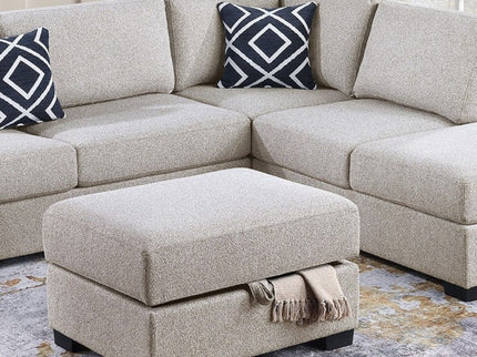 Reversible Sectional Sofa With Built In Shelf And Storage Ottoman, L - Shaped Living Room Furniture