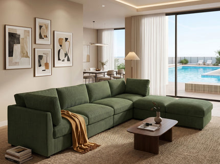 Reversible Modular Sectional With Custom Configuration And Premium Upholstery - Dark Green