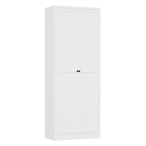 Kitchen Pantry Cabinet With Doors, Heavy-Duty Freestanding Storage Organizer With 5 Adjustable Shelves, Tool Free Assembly - White