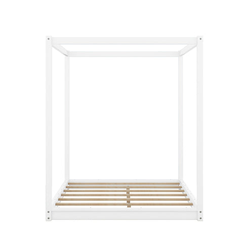 Wood Canopy Platform Bed With Support Legs And Airflow Slats