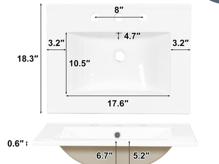 Modern Bathroom Vanity With Sink, Flip Drawer & 2 Drawers, Soft Close Hinges, Adjustable Shelf