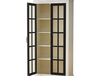 Rustic Style Display Cabinet With Glass Doors For Collectibles