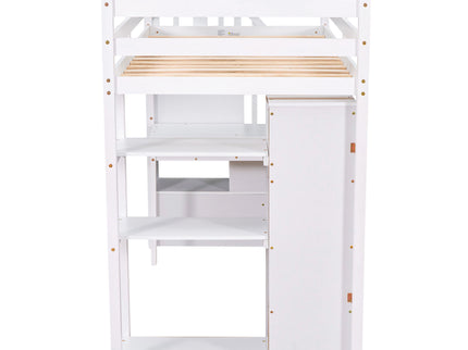 Loft Bed With Storage Drawers, Desk And Stairs With Shelves