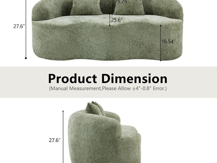 Curved Loveseat Sofa With Round Armrest