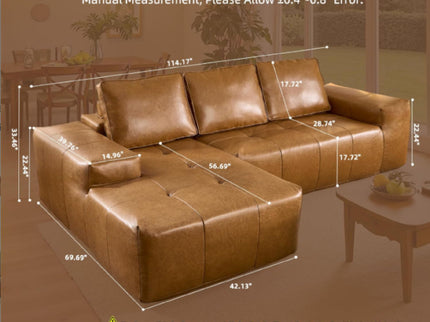 Deep Seat L - Shaped Modular Sectional Sofa For Living Room - Brown