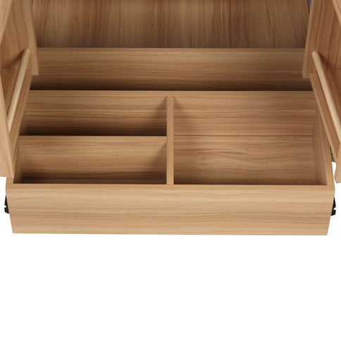 30" Bathroom Vanity With Sink, Cabinet With Doors And Drawer, Rectangular Shape - Natural