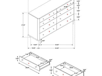 Anser - 8 Drawer Dresser - Black