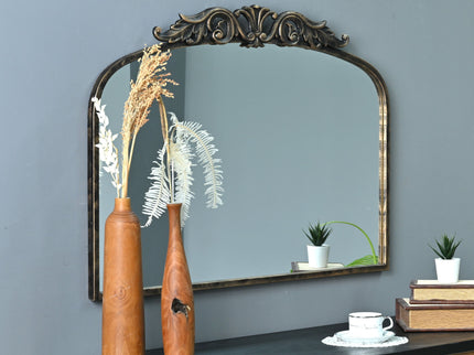 Handmade Arched Mirror, Ornate Baroque For Entryway - Antique Bronze