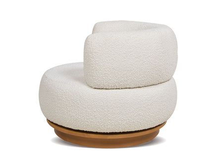 Fuji - 360 Swivel Low Barrel Back Accent Chair - Ivory White