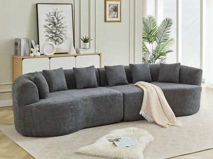 Curved Sectional Sofa With 6 Pillows