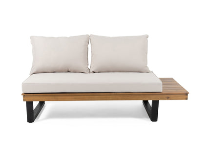 Sebastian - Hand Crafted 4 Piece Sofa Set With Water Resistant Cushions - Beige / Teak
