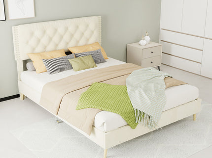 Upholstered Bed With Tufted Headboard