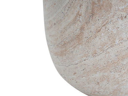 Outdoor / Indoor, Lightweight Concrete Side Table With Travertine - Beige