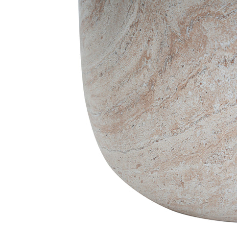 Outdoor / Indoor, Lightweight Concrete Side Table With Travertine - Beige