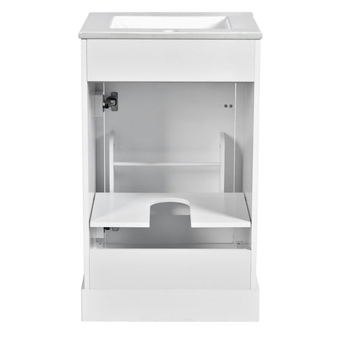 Elegant Bathroom Vanity With Ceramic Sink, Soft Close Door, Adjustable Shelf