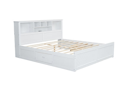 Platform Bed With Multi Storage Headboard, USB And Drawers
