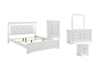 White / 5 Pc. Bed, Nightstand, Chest, Dresser, Mirror / Queen