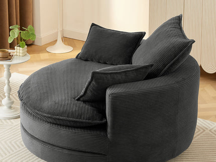 360° Swivel Accent Barrel Chair With Dual Layer Cushion And 3 Removable Pillows