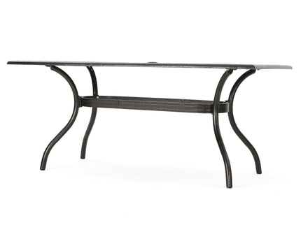 Celestine - Outdoor Cast Aluminum Dining Table With Floral Lattice Design And Umbrella Holder