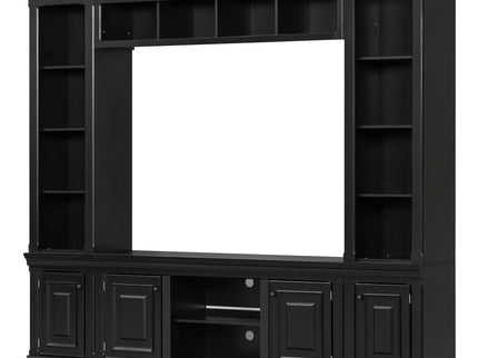TV Stand With Hutch, Large Entertainment Center With Adjustable Shelves