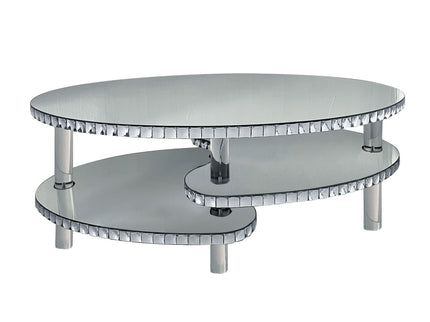 Coffee Table, Oval Double Layer Home Furnishing - Silver