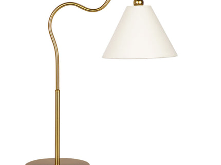 Ornate - Ring Base Curved Table Lamp With Triangle Drum Shade - Gold / White