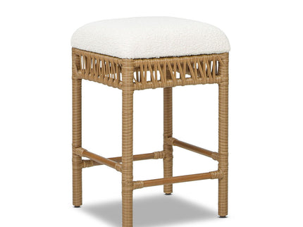 Lucia - Backless Upholstered Counter Stool With Frame - Ivory White