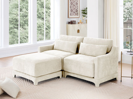 Stylish Sofa With Ottoman And Lumbar Pillows, Ergonomic Design