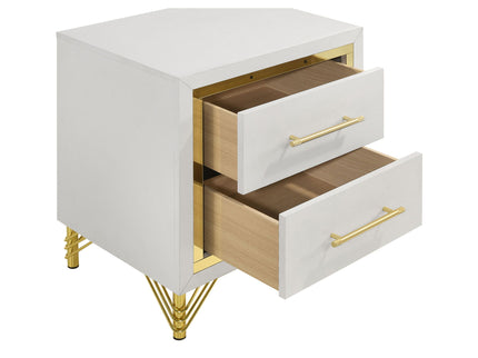 Chesney - 2 Drawer Nightstand With Trim, Bedroom Side Table - White