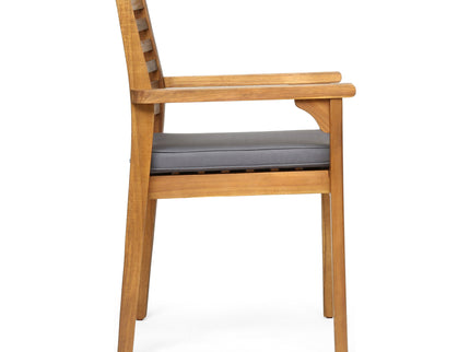 Outdoor Dining Chair With Slat Back And Acacia Wood Frame (Set of 2) - Gray / Teak