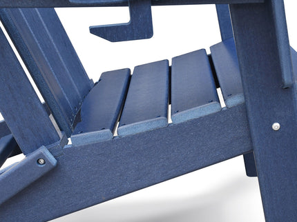 Folding Outdoor Adirondack Chair For Relaxing, Hdpe All-Weather Fire Pit Chair, Patio Lawn Chair For Outside Deck Garden Backyardf Balcony - Navy Blue