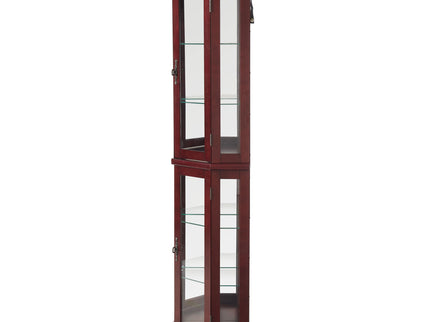 Corner Curio Cabinet With Lights, Adjustable Tempered Glass Shelves, Mirrored Back, Display Cabinet (E26 Light Bulb Not Included)