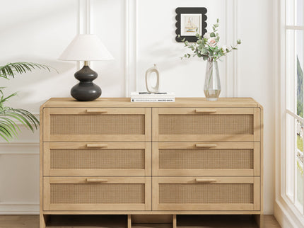 Modern Arc Shaped Corner Rattan Cabinet With 6 Drawers